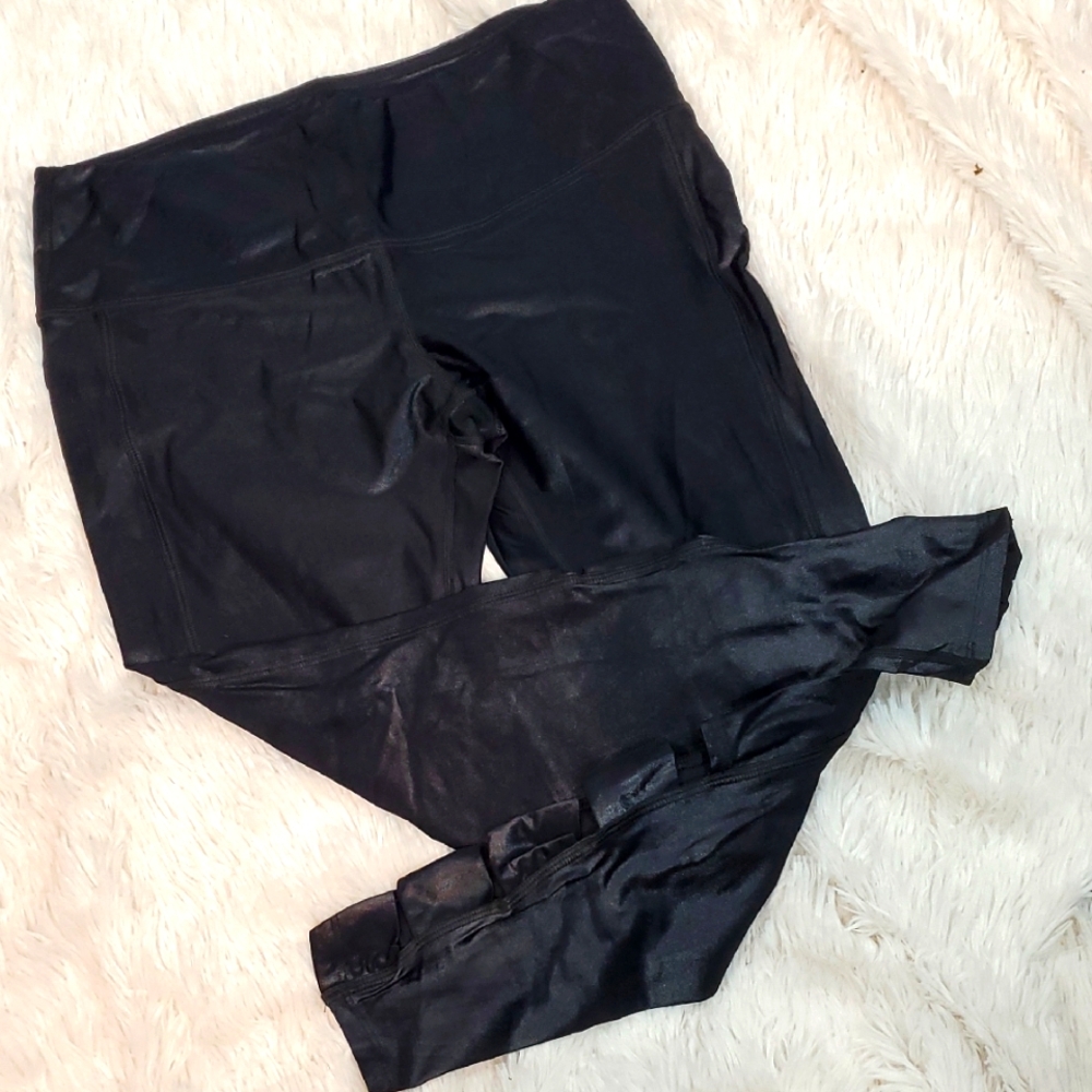 SoulCycle Black/Midnight Blue Shimmer Leggings/Active Pants Size L
